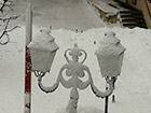 Snow covered lampost